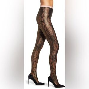 Gucci Floral Metallic Lace Tights Small